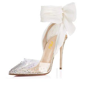 FSJ Gold High Heel Ankle Strap Sandals Rivets PVC
